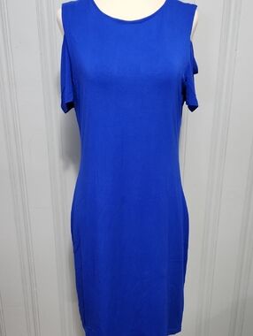 1 State- Royal Blue Cold-Shoulder Shift Dress